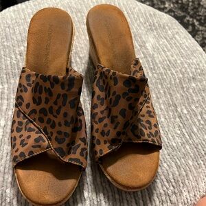 Monroe & Main Brown Leopard Print wedge sandals